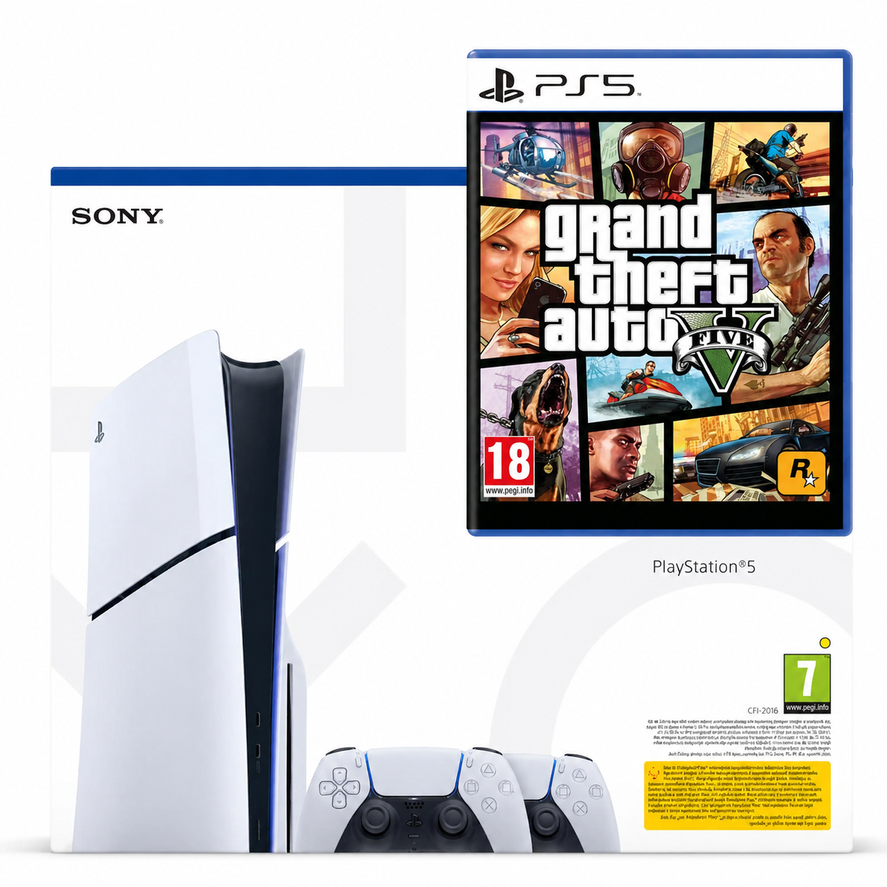 Consola Sony PlayStation 5 PS5 SLIM 1TB DISK EDITION + 2 Controller Second-Hand SH + Joc GTA V Second-Hand SH