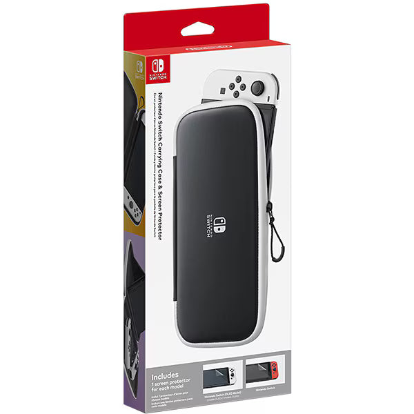 Set protecție Nintendo Switch / Switch OLED – Husă transport + folie ecran, Negru/Alb Second-Hand SH