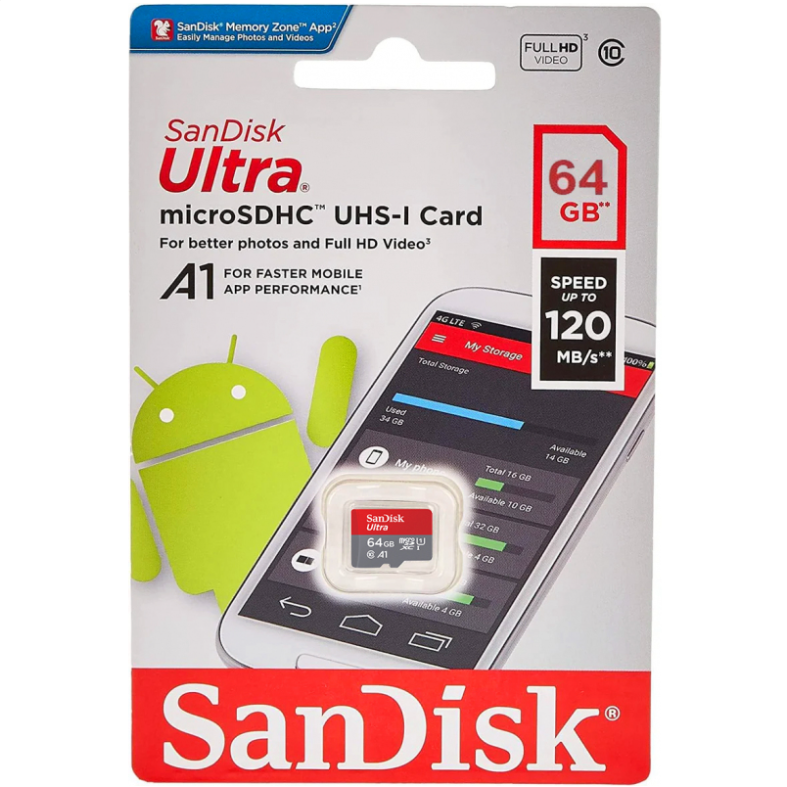 Card de Memorie SanDisk Ultra Android Micro SDXC 64GB Clasa 10 UHS-I U1 A1 Second-Hand SH