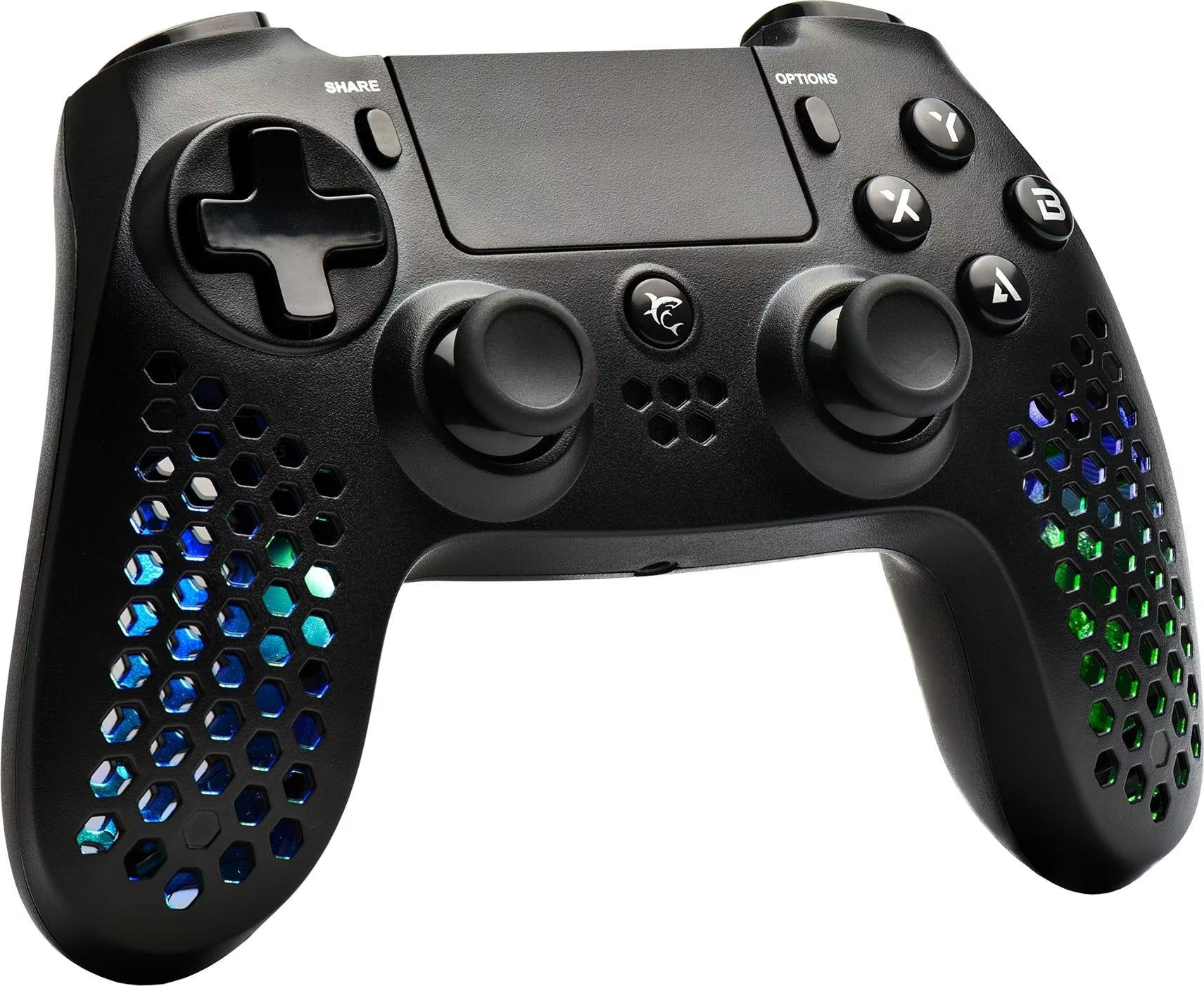 Controller Wireless White Shark GPW-4009 Legatus pentru PS4 / PS3 / PC / Android / iOS, RGB, Vibrații – Negru Second-Hand SH