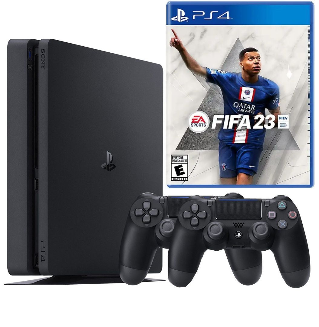 Consola Sony PlayStation 4 SLIM PS4 500GB + 2 Controllere + FIFA23 Second-Hand SH