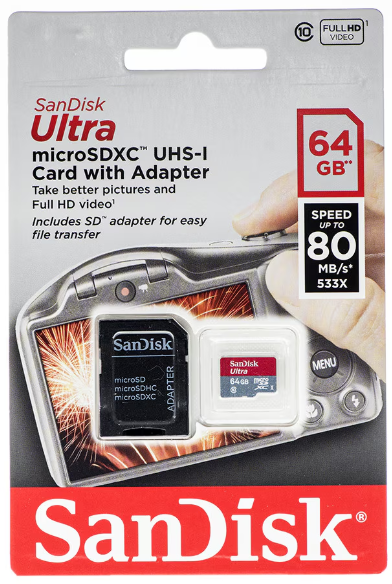 Card de Memorie SanDisk Micro SDXC 64GB Clasa 10 UHS-I cu Adaptor NOU