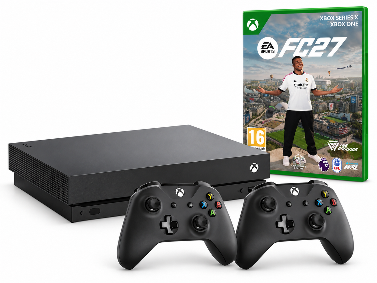 Consolă Microsoft Xbox One X 1TB, Negru + 2 Controllere Second-Hand SH + Joc FIFA 27 Second-Hand SH