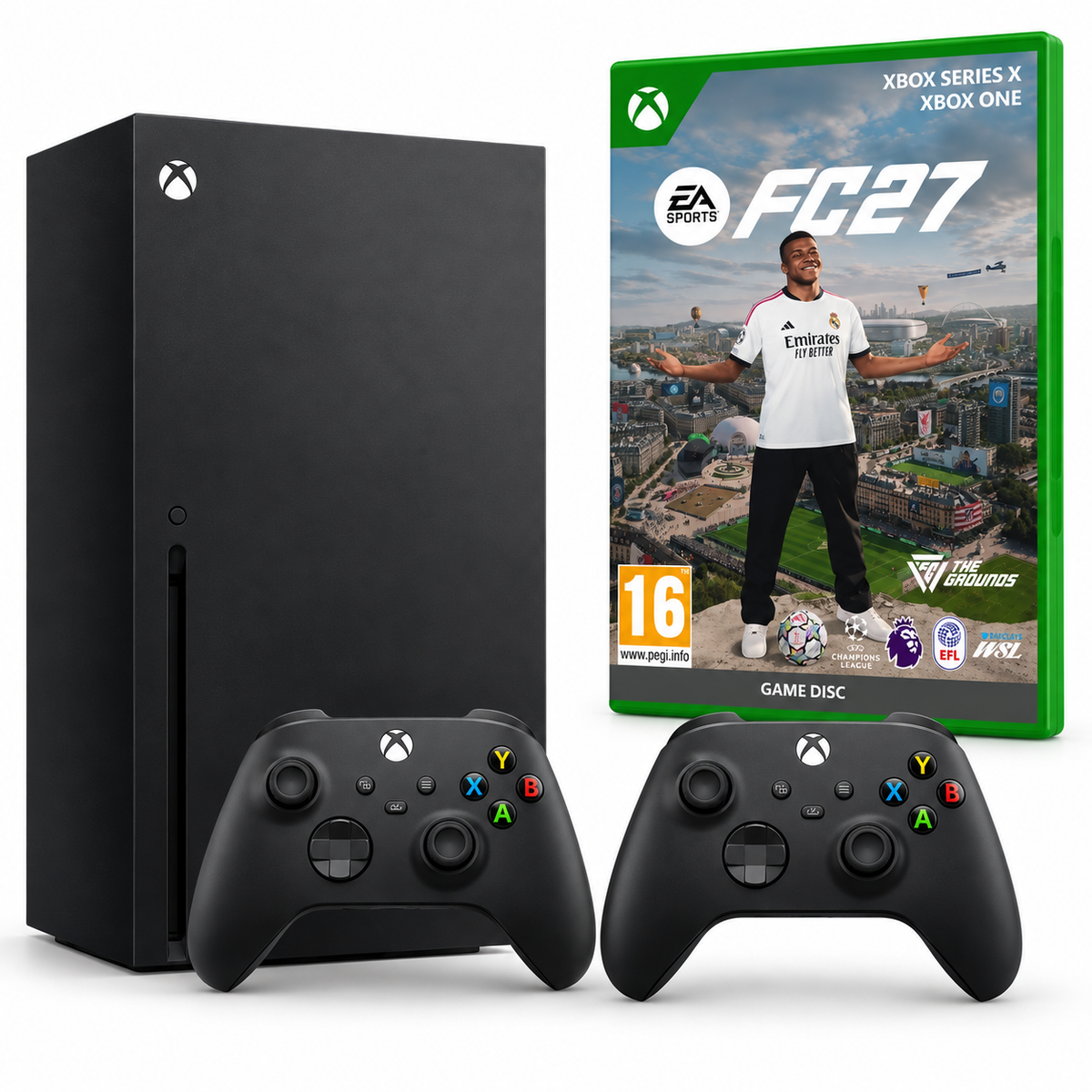 Consolă Microsoft Xbox Series X 1TB, Negru + Joc FIFA 27 + 2 Controllere Second-Hand SH