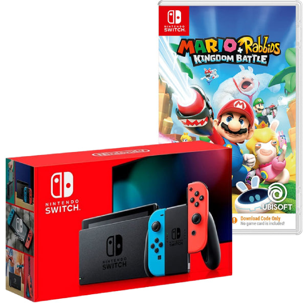 Consola Nintendo Switch cu JOY-CONS Red/Blue + Joc Mario + Rabbids Kingdom Battle Nintendo Switch NOU