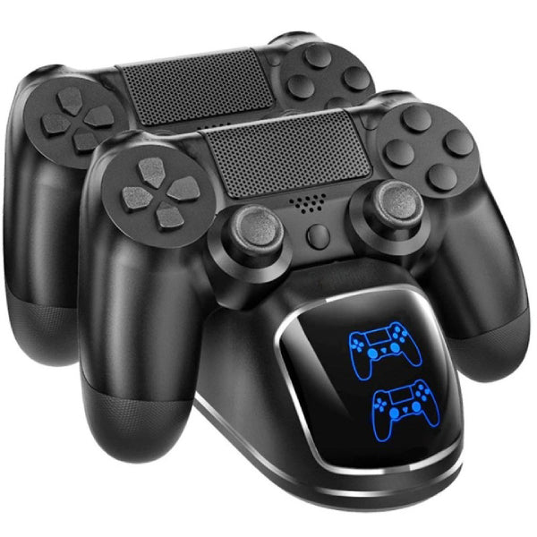 Stand de Incarcare Dubla, 2 x Controler, Compatibilitate PlayStation PS4, Slim, Pro, Indicator LED Display, Port USB, 800 mAh, Antiderapant, Negru - Second-Hand SH