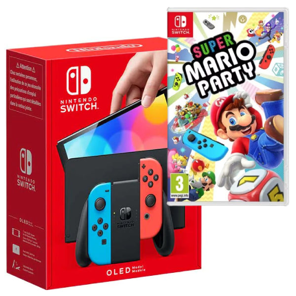 Consola Nintendo Switch OLED cu Joy-Cons RED/BLUE + Joc Super Mario Party NOU
