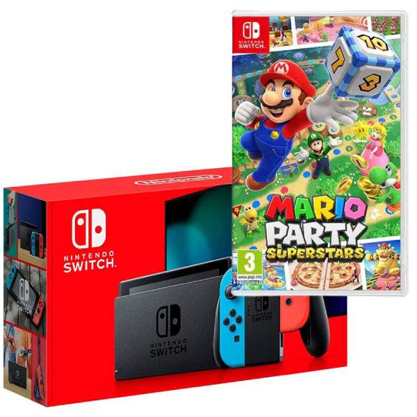 Consola Nintendo Switch V2 cu JOY-CONS Red/Blue + Joc Mario Party Superstars NOU