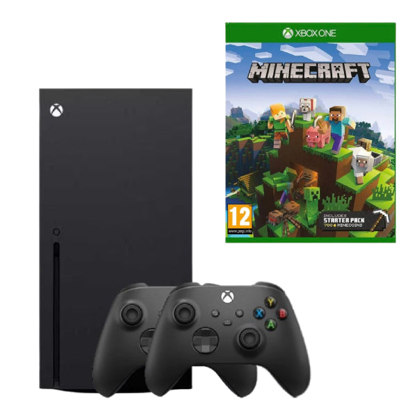 Consola Microsoft Xbox Series X 1TB, negru + Joc Minecraft + 2 Controllere Second-Hand SH