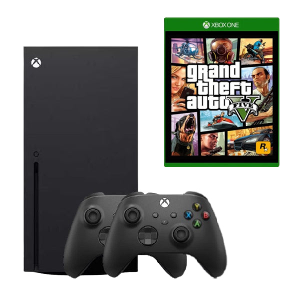 Consola Microsoft Xbox Series X 1TB, negru + Joc GTA 5 + 2 Controllere Second-Hand SH
