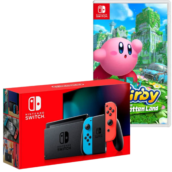 Consola Nintendo Switch cu JOY-CONS Red/Blue + Joc Kirby and the Forgotten Land pentru Nintendo Switch NOU