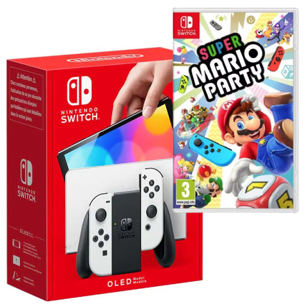 Consola Nintendo Switch OLED cu Joy-Cons WHITE/ALB + Joc Mario Party Superstars NOU
