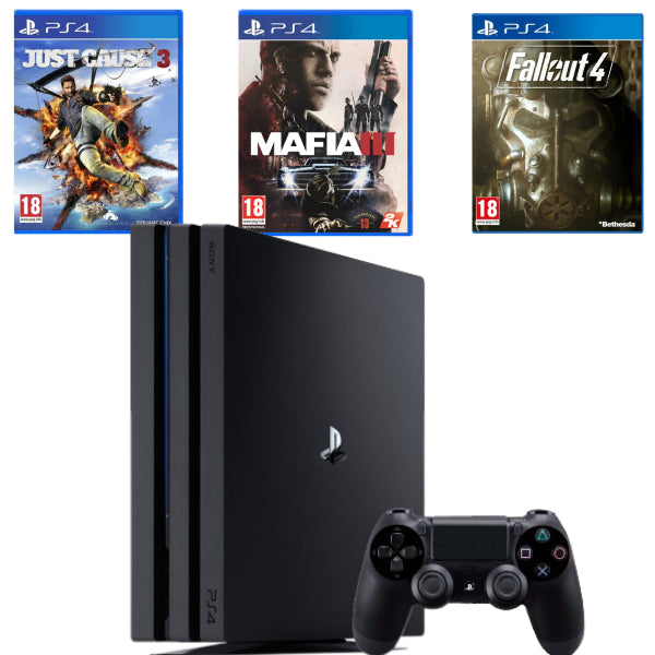 Pachet Consola Sony PlayStation 4 PRO PS4 1TB + Controller + 3 JOCURI Second-Hand SH