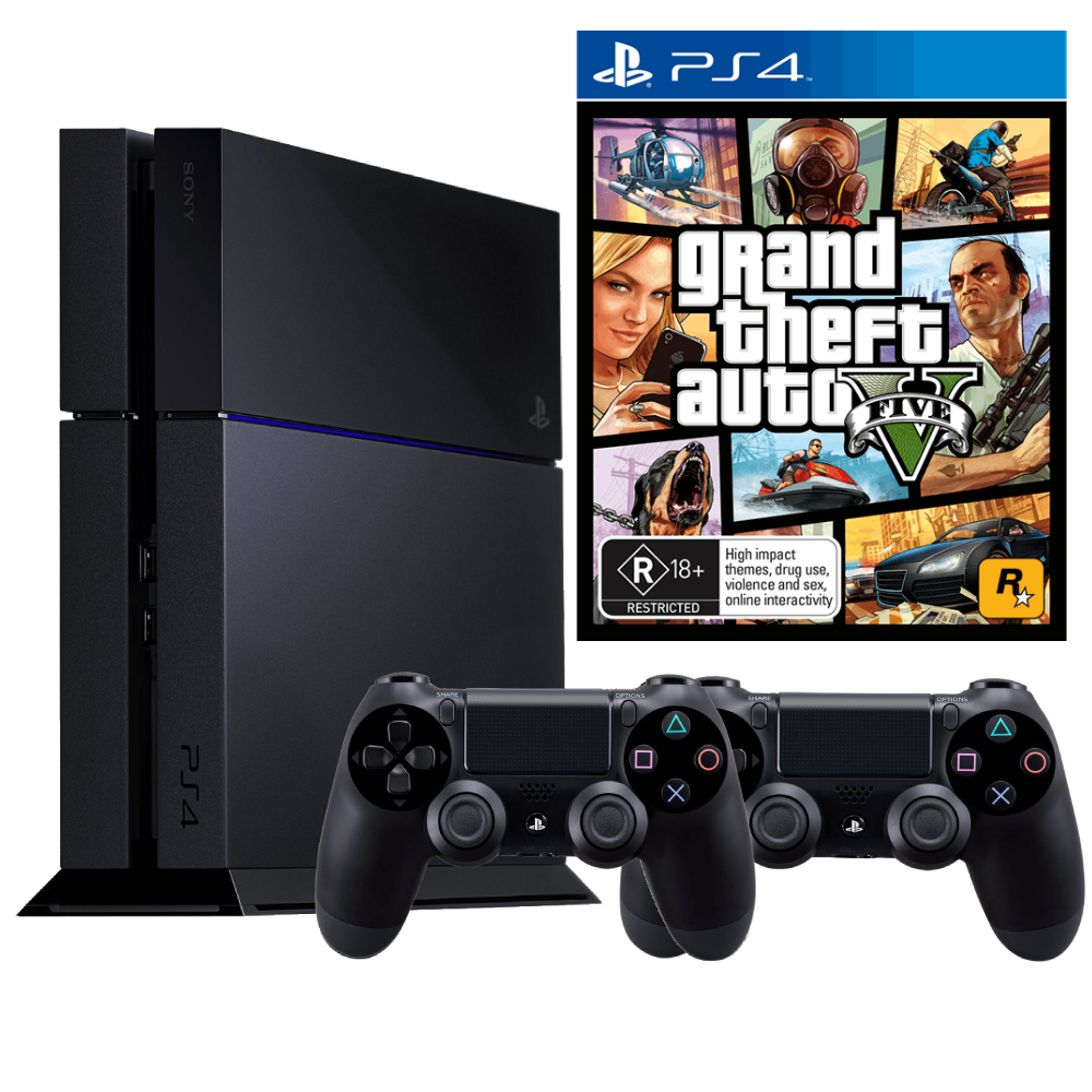 Consola Sony PlayStation 4 PS4 500GB + 2 Controllere + GTA 5 Second-Hand SH