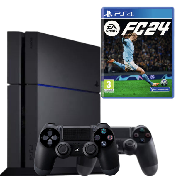 Consola Sony PlayStation 4 PS4 500GB + 2 Controllere Second-Hand SH + Joc Ea Sports Fc 24