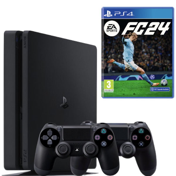 Consola Sony PlayStation 4 SLIM PS4 500GB + 2 Controllere Second-Hand SH + Joc Ea Sports Fc 24