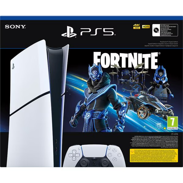 Consola PlayStation 5 Slim Digital Edition (PS5) 1TB, Fortnite Cobalt Star Bundle NOU