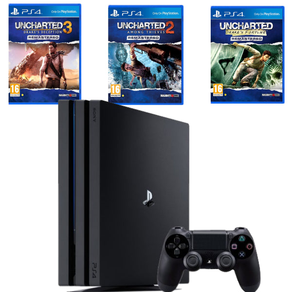 Pachet Consola Sony PlayStation 4 PRO PS4 1TB + Controller + 3 JOCURI Second-Hand SH