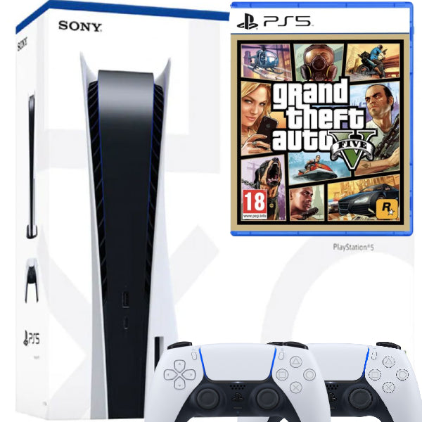 Consola Sony PlayStation 5 PS5 Disk Edition + Controller Extra + Joc Grand Theft Auto V (GTA 5) Second-Hand SH