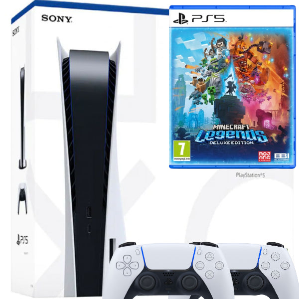 Consola Sony PlayStation 5 PS5 Disk Edition + Controller Extra + Joc Minecraft Legends Deluxe Edition PS5 Second-Hand SH