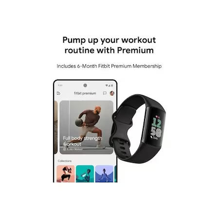 Bratara fitness Fitbit Charge 6, GPS + GLONASS, Rezistenta la apa 50M, Bluetooth, NFC Negru NOU