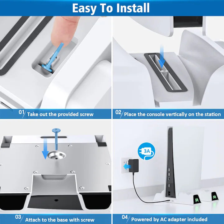 Stand vertical de racire Oivo pentru PS5 PlayStation 5 si pad-uri, Incarcator dublu pentru controllere, USB Type C Second-Hand SH