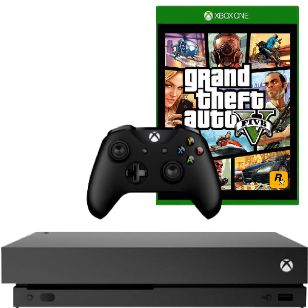 Consola Microsoft Xbox One X, 1TB, NEGRU + Controller Second-Hand + Joc GTA 5