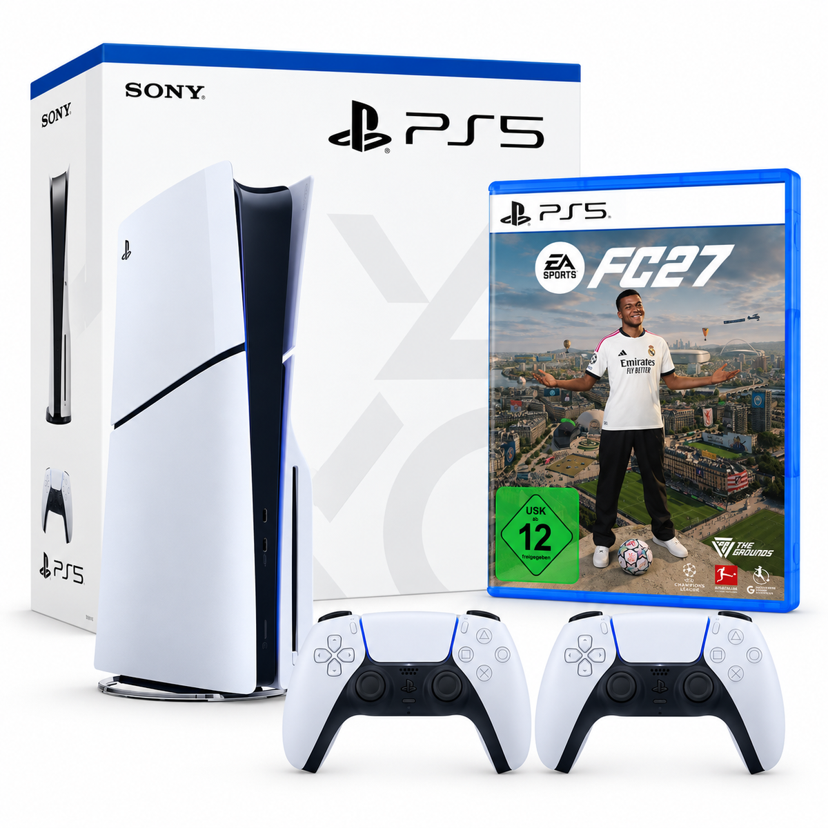 Consolă Sony PlayStation 5 PS5 Slim Disc Edition 1 TB + 2 Controllere + Joc FIFA 27 Second-Hand SH