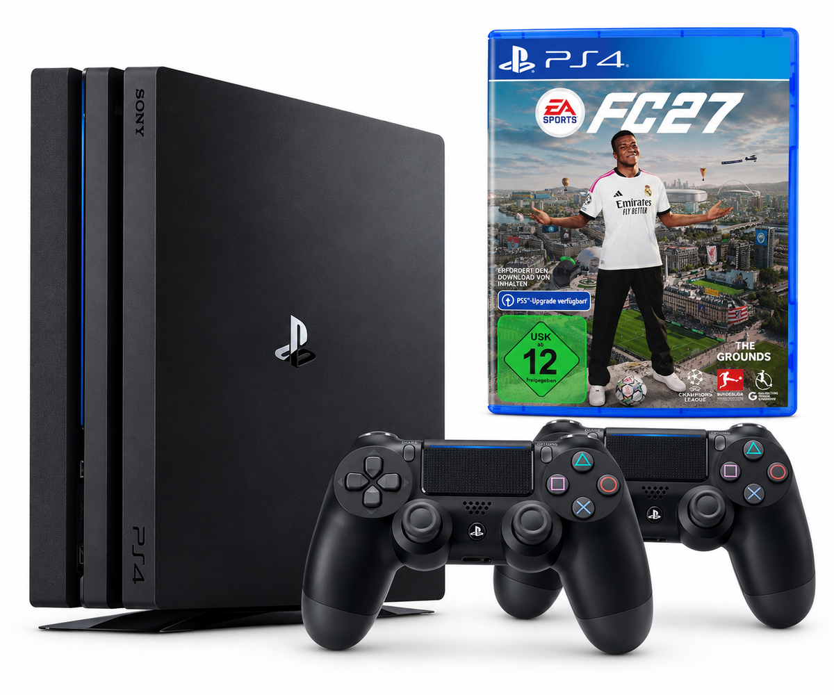Consolă Sony PlayStation 4 PRO PS4 1 TB + 2 Controllere + Joc FIFA 27 Second-Hand SH