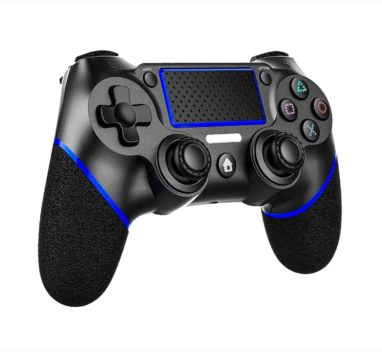 Controller Wireless OUYLAF pentru PS4 / PS4 Slim / PS4 Pro / PC / TV, Bluetooth, Vibrații, Touchpad – Negru/Albastru Second-Hand SH