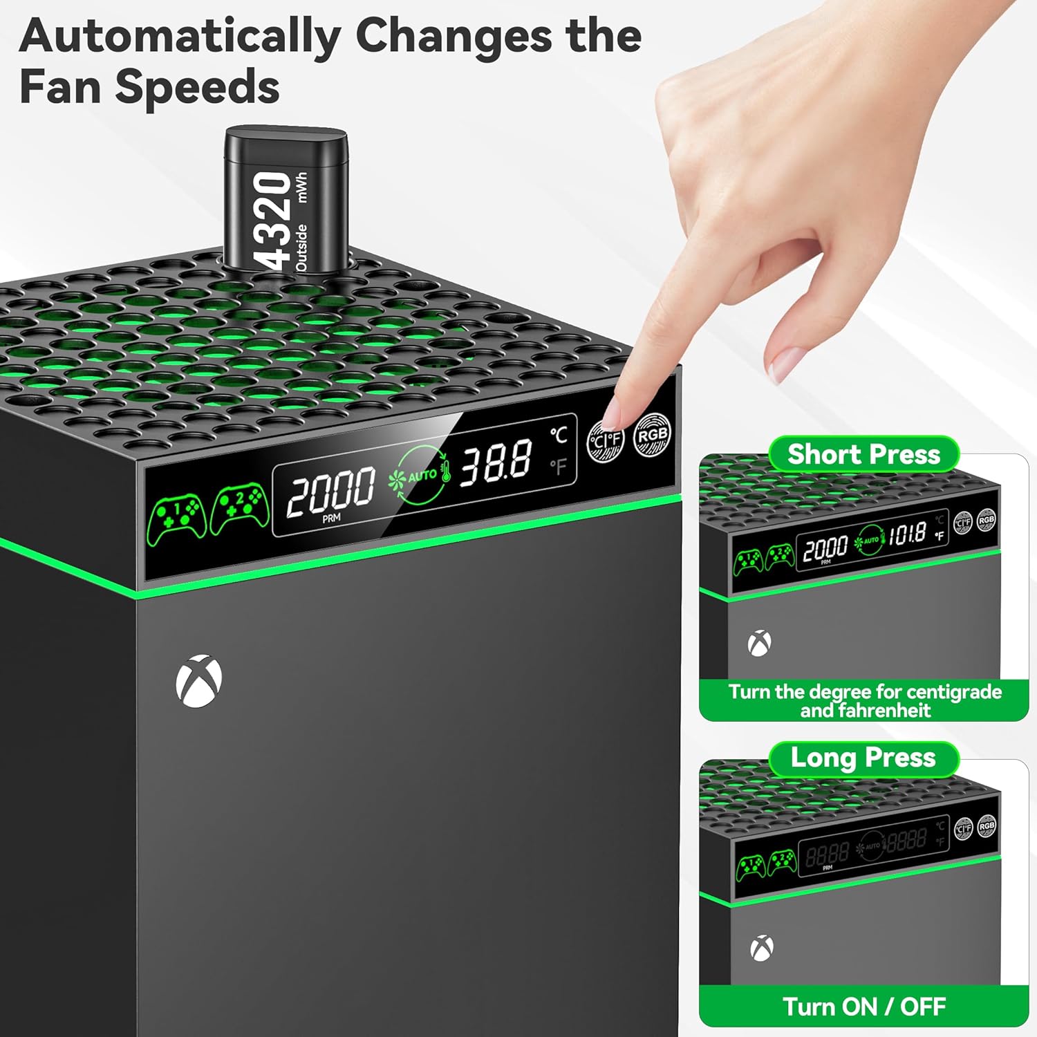 Stație încărcare consolă XBOX Series X/S cu suport controller RGB LED USB/Type-C ventilator răcire Negru