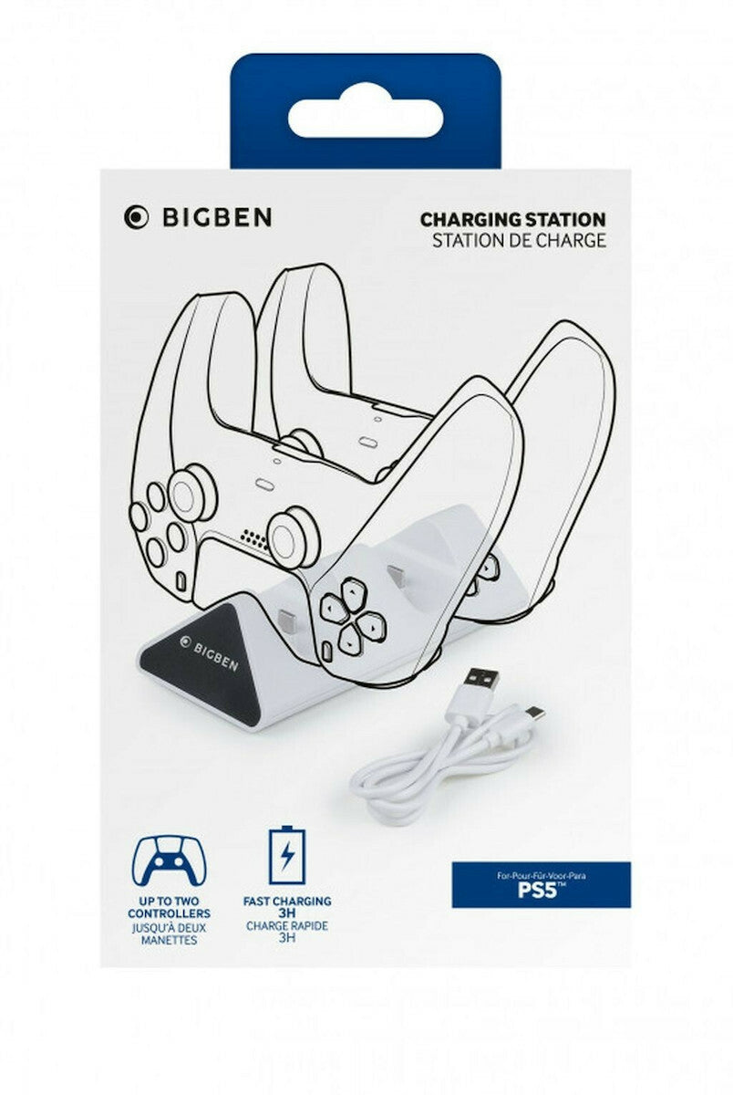 Stație de încărcare Nacon USB pentru 2 controllere PlayStation 5 PS5, Alb Second-Hand SH