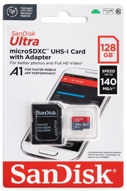 Card de Memorie SanDisk Ultra Micro SDXC 128GB 140 MB/s A1 cu Adaptor NOU