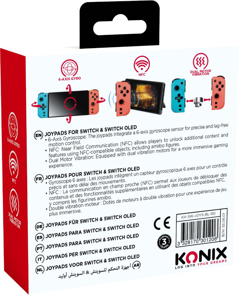 Controller KONIX KX-SW-JOYS-BL-RD NINTENDO Switch Albastru/Roșu