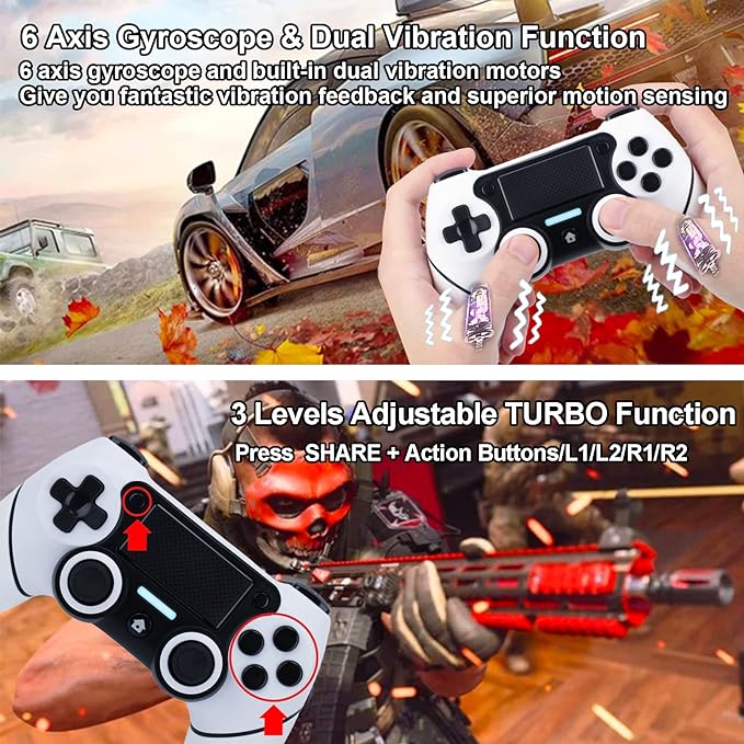 Controller compatibil PlayStation 4 PS4 , wireless, Incarcare USB-C , ALB NOU