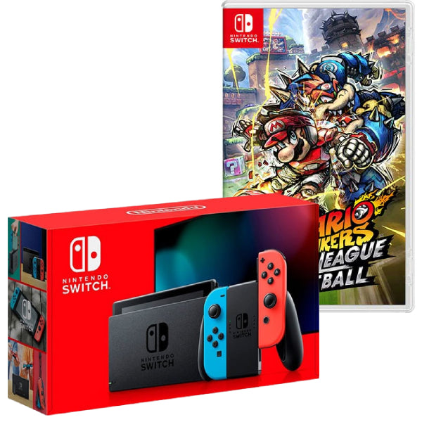 Consola Nintendo Switch cu JOY-CONS Red/Blue + Joc Mario Strikers Battle League Football Nintendo Switch NOU