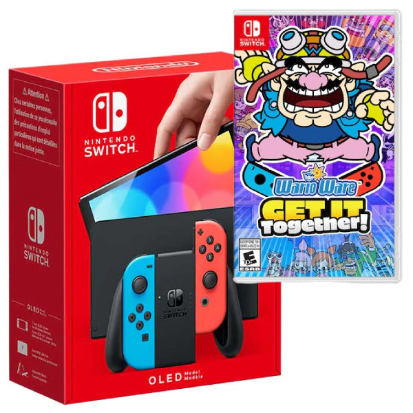 Consola Nintendo Switch OLED cu Joy-Cons RED/BLUE + Joc Warioware NOU