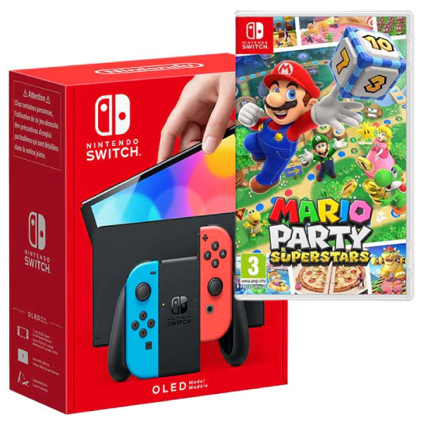Consola Nintendo Switch OLED cu Joy-Cons RED/BLUE + Joc Mario Party Superstars NOU