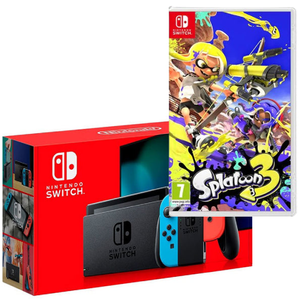 Consola Nintendo Switch V2 cu JOY-CONS Red/Blue + Joc Splatoon 3 NOU