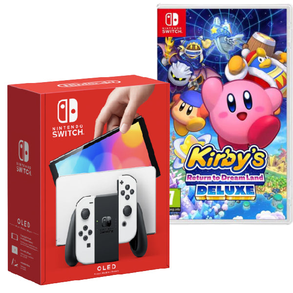 Consola Nintendo Switch OLED cu Joy-Cons ALB/WHITE + Kirby’s Return to Dream Land Deluxe NOU
