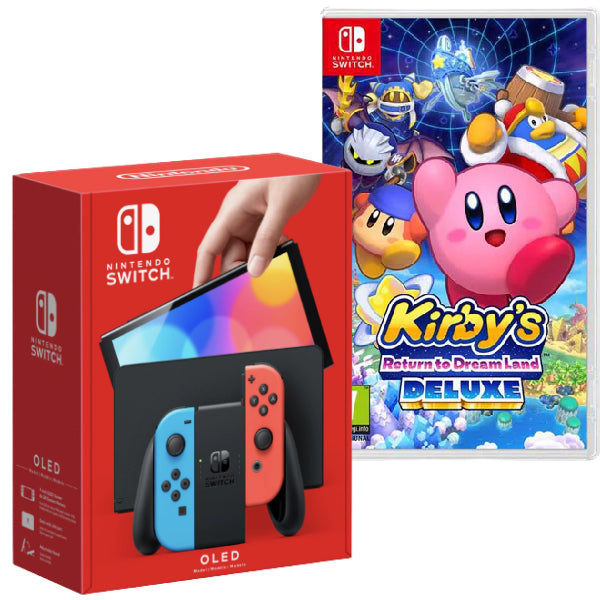 Consola Nintendo Switch OLED cu Joy-Cons RED/BLUE + Kirby’s Return to Dream Land Deluxe NOU