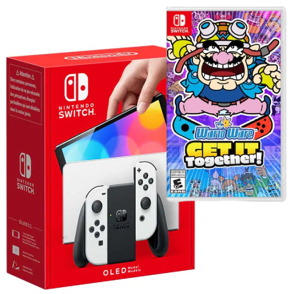 Consola Nintendo Switch OLED cu Joy-Cons WHITE/ALB + Joc Warioware Get It Together NOU