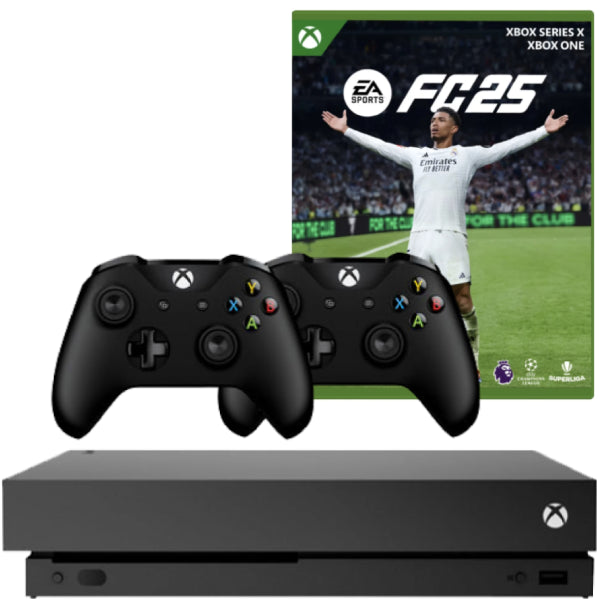 Consola Microsoft Xbox One X, 1TB, NEGRU + 2 Controllere Second-Hand + Joc Ea Sports Fc 25