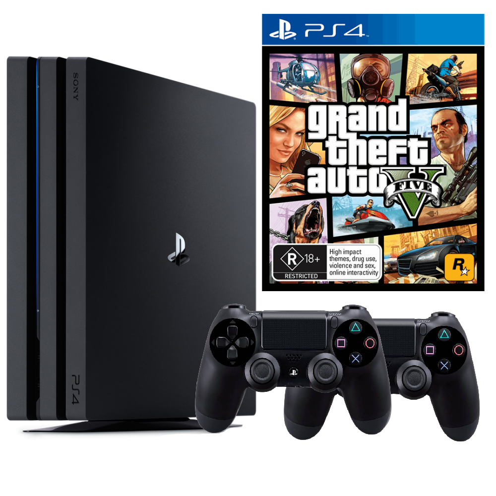 Consola Sony PlayStation 4 PRO PS4 1TB + 2 Controllere + GTA5 Second-Hand SH