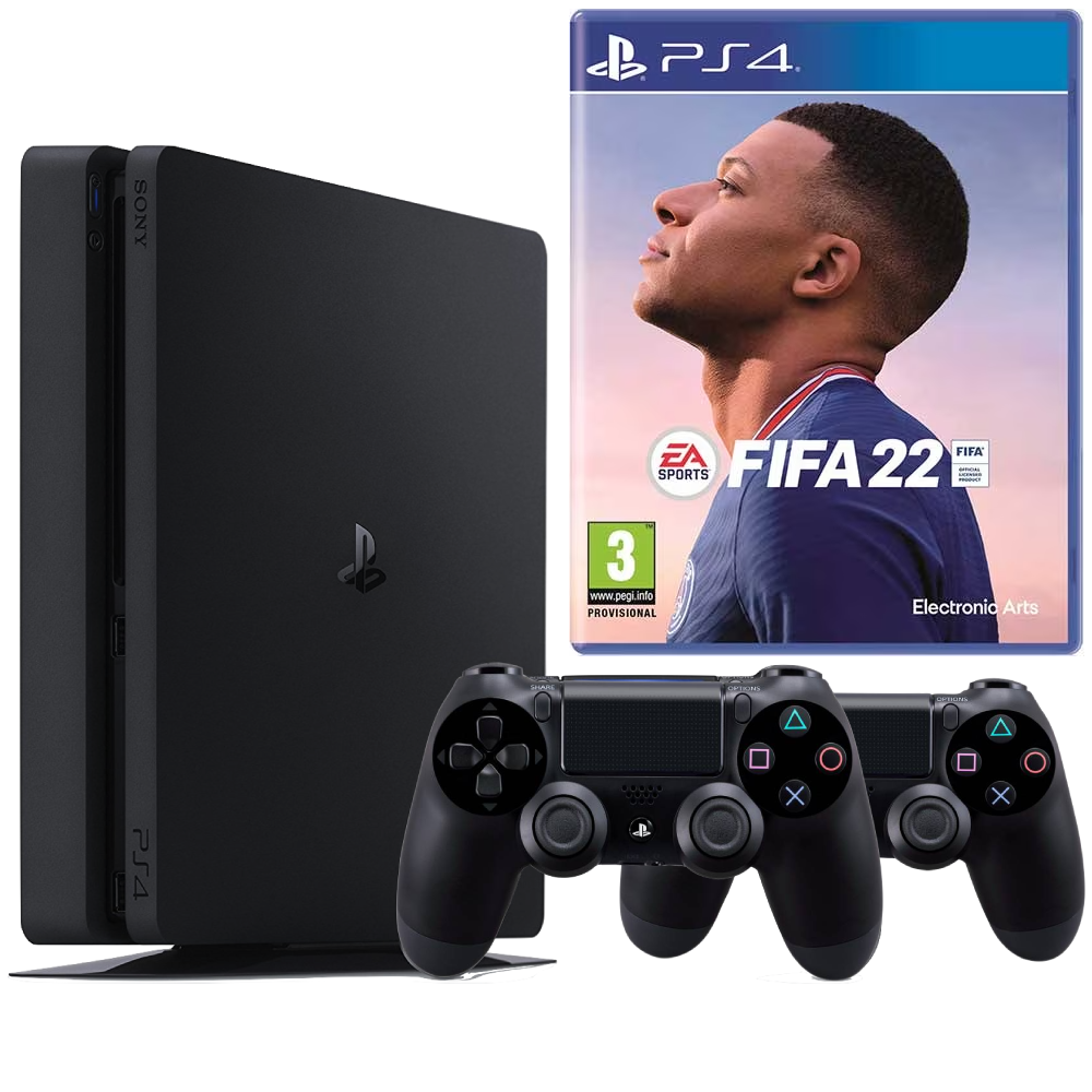 Consola Sony PlayStation 4 SLIM PS4 500GB + 2 Controllere + FIFA 22 Second-Hand SH