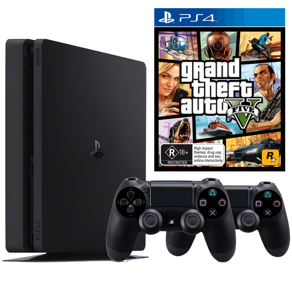 Consola Sony PlayStation 4 SLIM PS4 1TB + 2 Controllere + GTA 5 Second-Hand SH