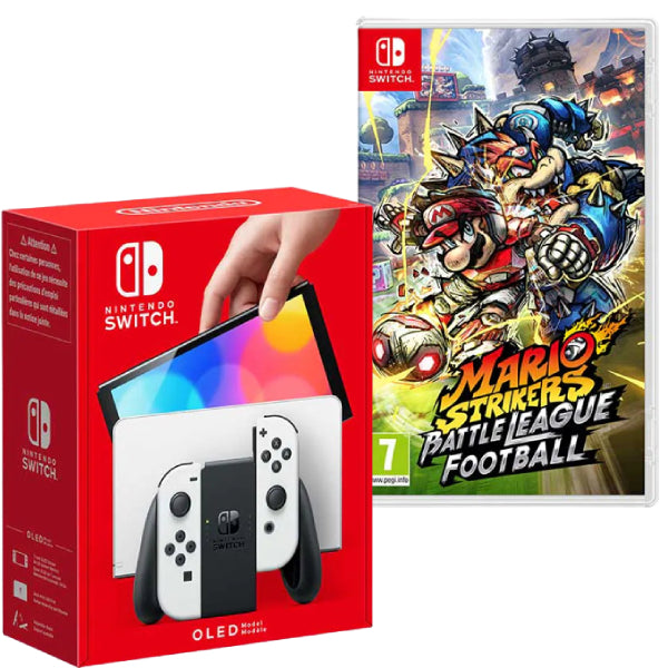 Consola Nintendo Switch OLED cu Joy-Cons ALB/WHITE + Joc Mario Strikers Battle League Football NOU