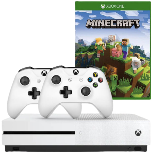 Consola MICROSOFT Xbox One S 500gb Second-Hand, ALB + 2 Controllere + Joc MINECRAFT Second-Hand SH