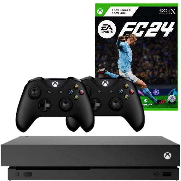 Consola Microsoft Xbox One X, 1TB, NEGRU + 2 Controllere Second-Hand + Joc FC 24