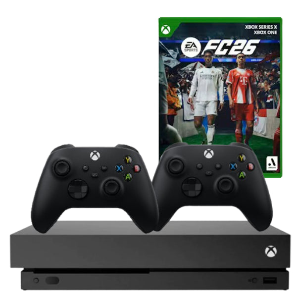 Consola Microsoft Xbox One X, 1TB, NEGRU + 2 Controller Second-Hand + Joc FC 26